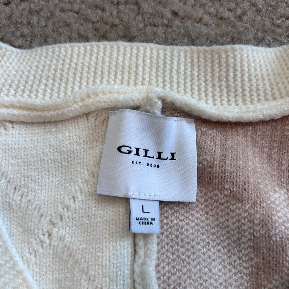 Gilli Cream and Taupe Floral Cable Knit Cardigan - Picture 3 of 6